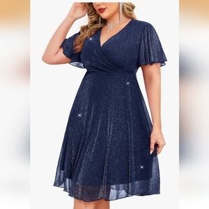 Stunning Navy Glitter Midi Dress
